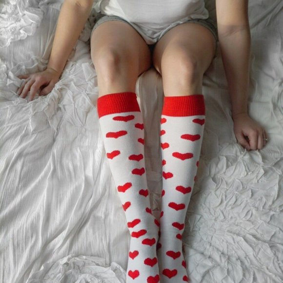 Chrissy's Socks Accessories - White/Red Heart Socks